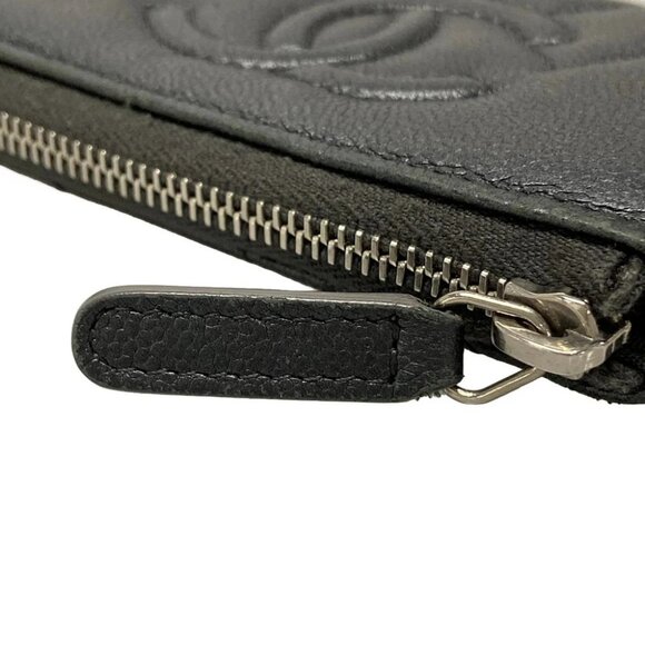 Auth CHANEL Matelasse Dark Gray Lambskin Coin Case - Picture 8 of 10